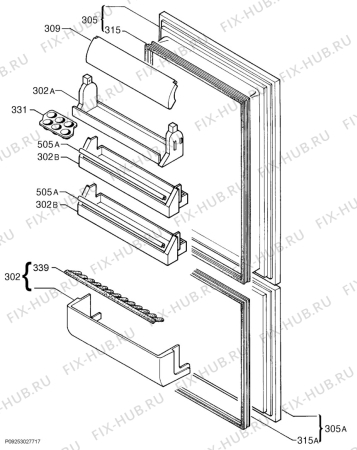 Взрыв-схема холодильника Zanussi ZBB6284 - Схема узла Door 003